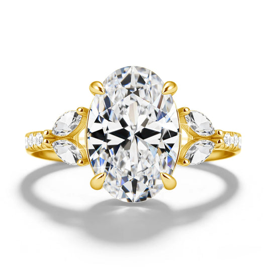 Damen-Verlobungsring Moissanit Oval 4,5 Karat Aus Sterling-Silber Verlobungs- und Alltagsschmuck