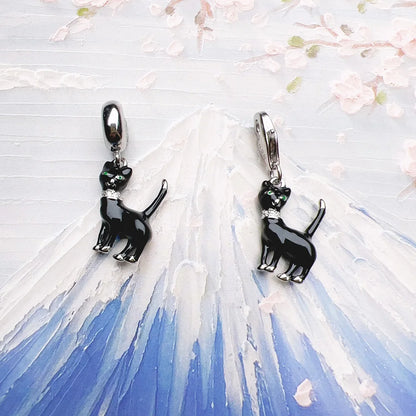 Damen-Charm-Anhänger schwarze Katze süß DIY Club aus Sterlingsilber