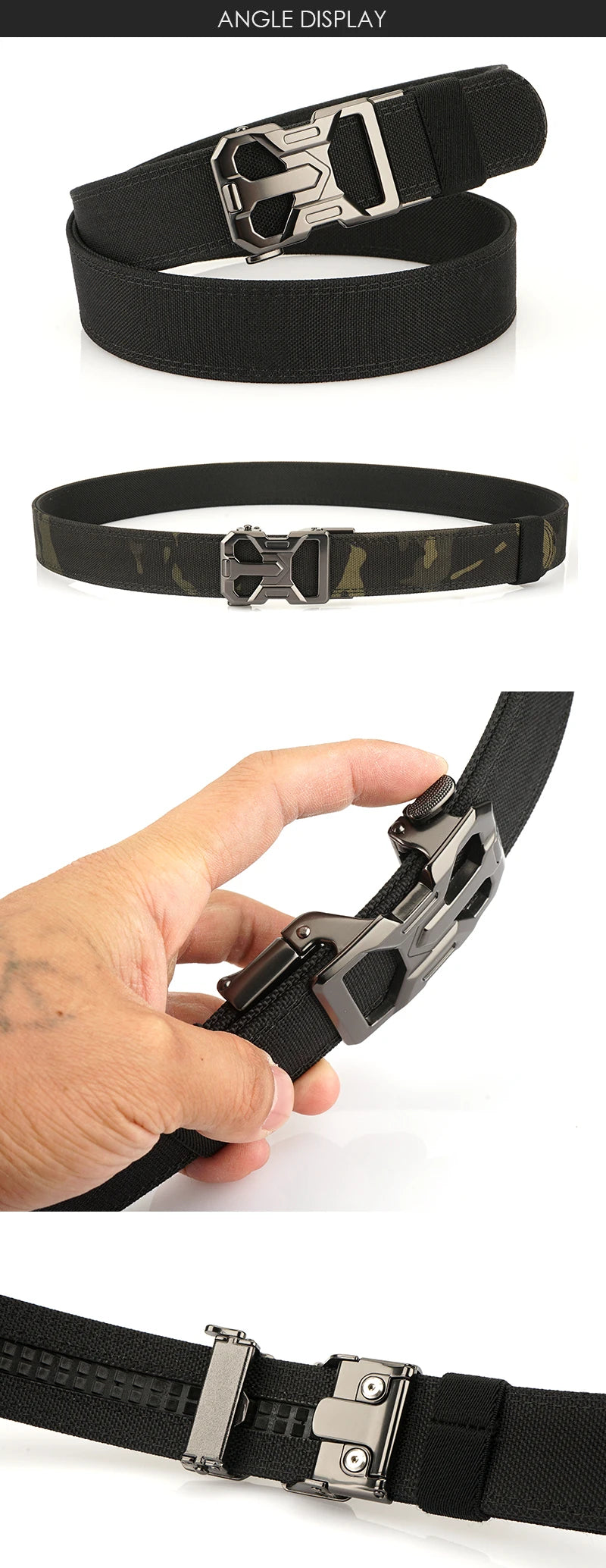 VATLY Rigid Hosen-Gürtel Herren Zinklegierung Automatik-Schnalle Tactical Jagd