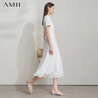 Elegant Damen Midikleid Aus Baumwollmix Stretch Bequem Flexibel Für Alltag