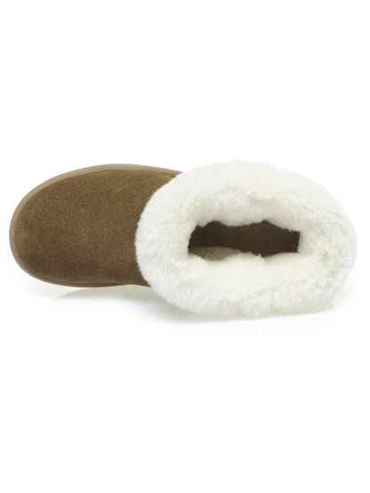 Damen Schnee Stiefel aus echtem Leder mit warmem Wollfutter