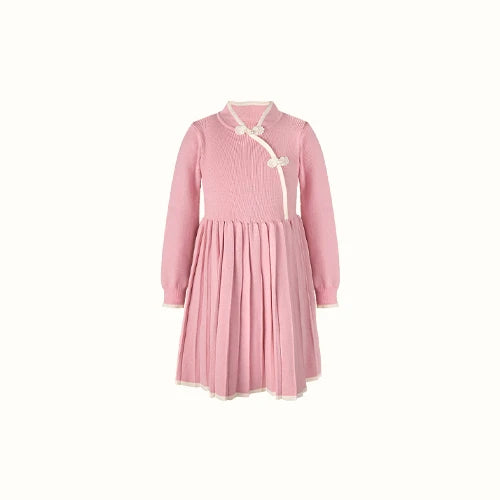 Weihnachtspullover für Kinder im Retro-Stil – Jacquard-Strick in Rosa, locker und niedlich, für Mädchen von 110cm bis 170cm