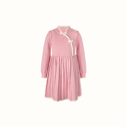Weihnachtspullover für Kinder im Retro-Stil – Jacquard-Strick in Rosa, locker und niedlich, für Mädchen von 110cm bis 170cm