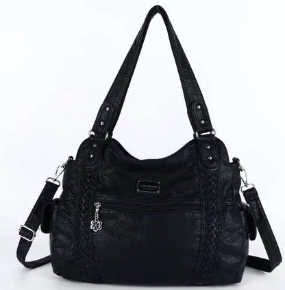Damen-Schultertasche Aus PU-Leder Mit Reißverschluss Und Innenfächern Großes Stauraumvolumen