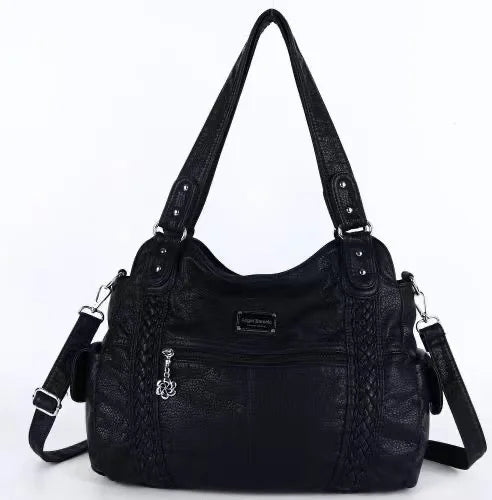 Damen-Handtasche aus PU-Leder mit Mehrfachfächern und Reißverschluss und verstellbarem Schultergurt