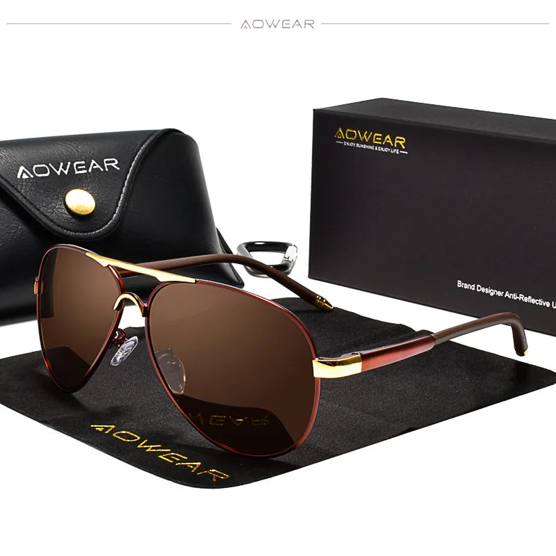 AOWEAR männer Luftfahrt Sonnenbrille Männer Polarisierte Spiegel Sonnenbrille für Mann HD Fahren Pilot Sonnenbrille lunettes de soleil homme