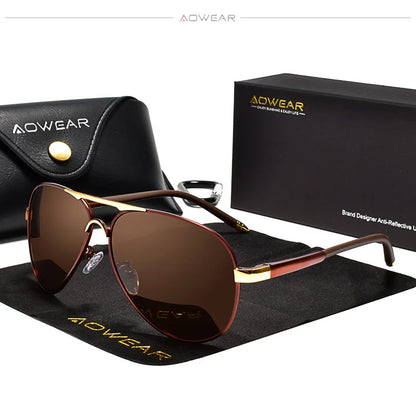 AOWEAR männer Luftfahrt Sonnenbrille Männer Polarisierte Spiegel Sonnenbrille für Mann HD Fahren Pilot Sonnenbrille lunettes de soleil homme