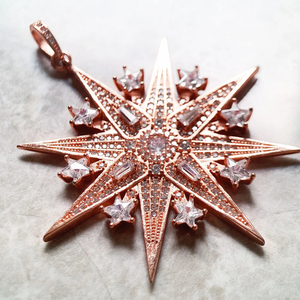 Nahansicht Stern-Anhänger: Roségold mit Zirkonia, 925 Sterling Silber