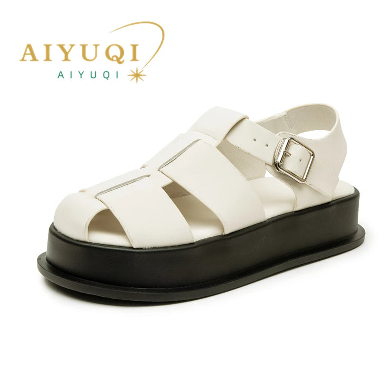 AIYUQI Women's Sandals Closed toe 2025 Summer New Women Roman Sandals Leisure Thick Soled Fashion Woven Women's Shoes Sandals