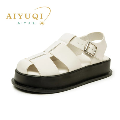 AIYUQI Women's Sandals Closed toe 2025 Summer New Women Roman Sandals Leisure Thick Soled Fashion Woven Women's Shoes Sandals