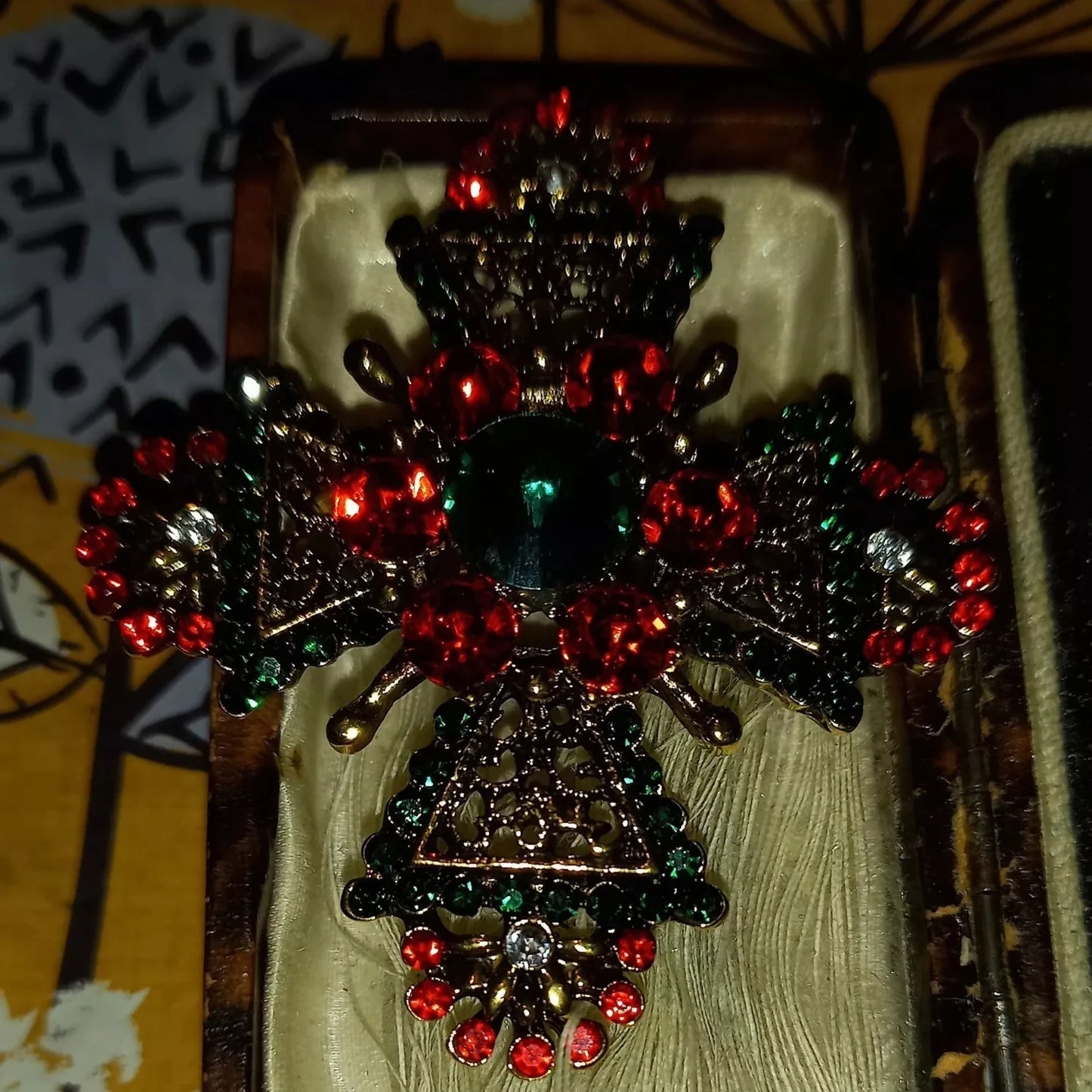 Brosche Kreuz Kristall Strass Vintage Exquisit Unisex Mantel Kleidung