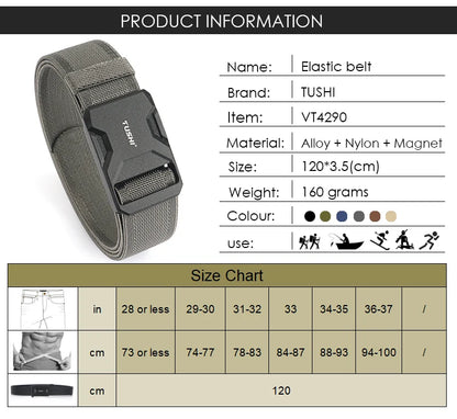 Herren-Gürtel aus Nylon mit magnetischem Schnellverschluss und elastischem Bund 35mm Breite