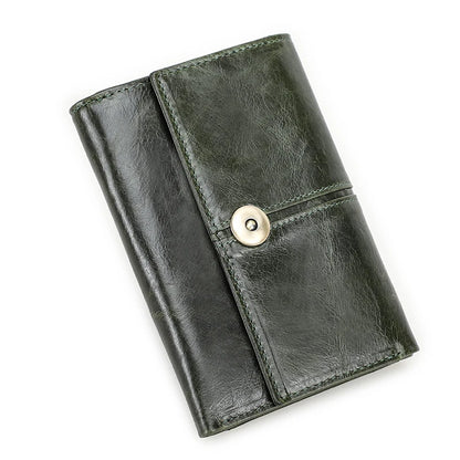 Damen Echtleder Kartenetui Vintage RFID Münzfach dreifach faltbar Kurzgeldbörse