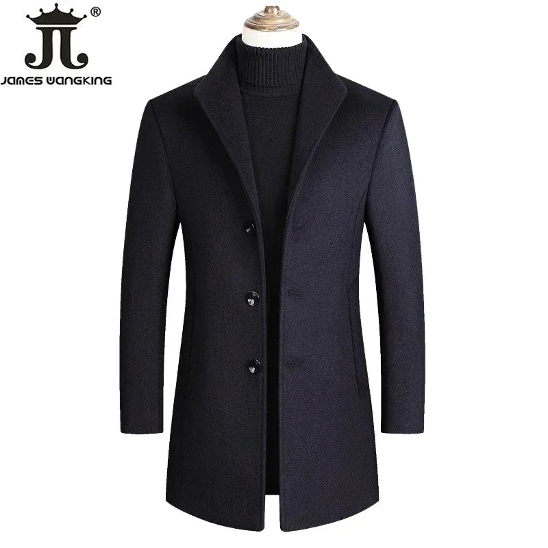 Eleganter Wollmantel für Herren – Herbst & Winter