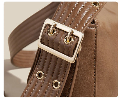 Damen Schultertasche aus Spaltleder und PU im Retro-Stil