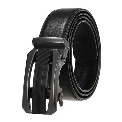 VATLY Echtleder Ratchet Gürtel Herren 38mm Natur-Rindsleder Automatik-Schnalle