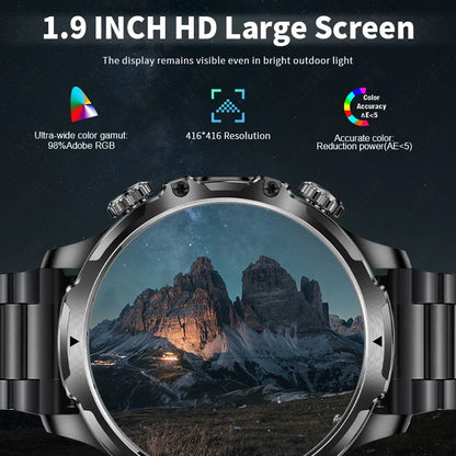 Männer Sport Smartwatch mit 1,9 Zoll Display und wasserdichter Bluetooth-Funktion