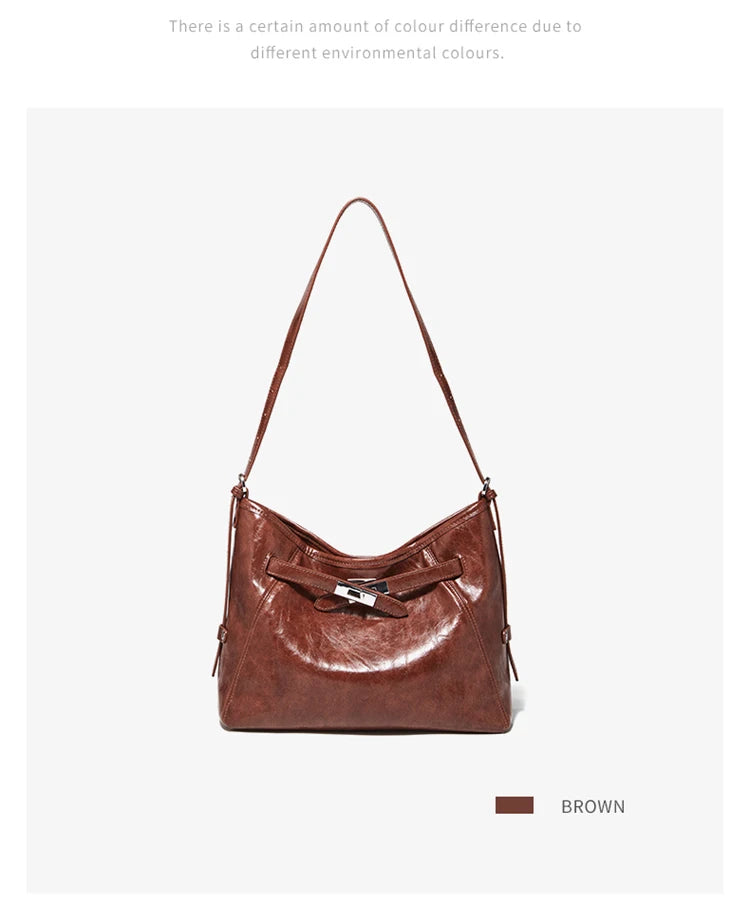 Damen-Schultertasche mit großem Fassungsvermögen aus PU-Leder, Alltagstasche für Arbeit und Freizeit