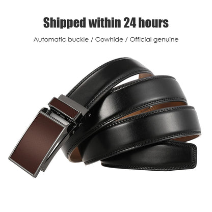 VATLY Ledergürtel Herren 3cm Metall-Automatik-Schnalle Lochlos Mode