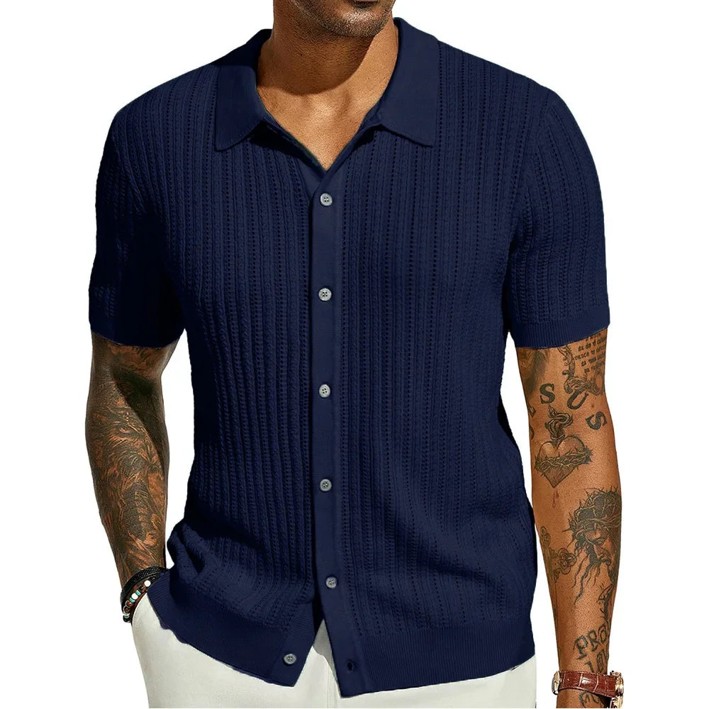 Herren Kurzarmshirt mit Dreiviertelärmeln im koreanischen Stil – elegantes, leichtes Sommer-Oberteil aus Eisseide