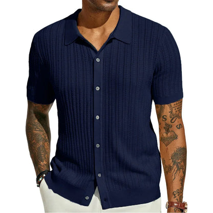 Herren Kurzarmshirt mit Dreiviertelärmeln im koreanischen Stil – elegantes, leichtes Sommer-Oberteil aus Eisseide