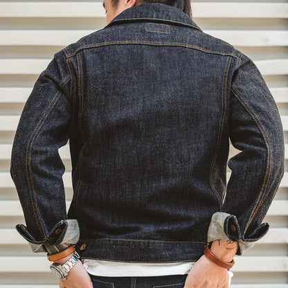 Herren Jeansjacke Vintage 14,8 Unzen Denim Klassisch Slim Fit Mantel