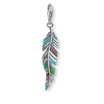 Damen-Charm-Anhänger bunte Federn Sommer aus Sterlingsilber