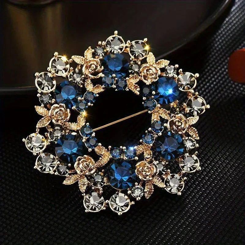 Brosche Girlande Kristall Strass Rund Luxus Boutique Corsage Damen