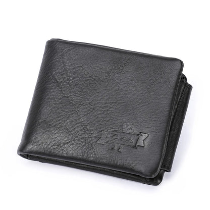 Herren Echtleder Geldbörse Vintage Trifold Haspe Reißverschluss Kartenhalter Geldclip