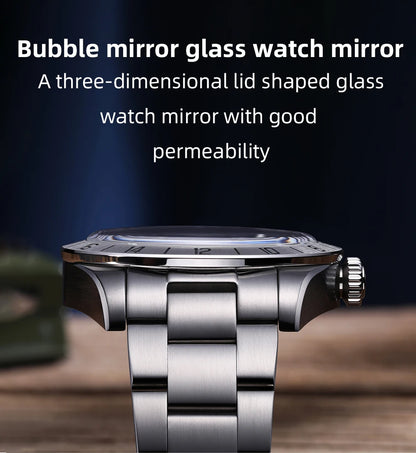 Herren-GMT-Taucheruhr mit Swiss-Ronda-Werk und Bubble-Glas