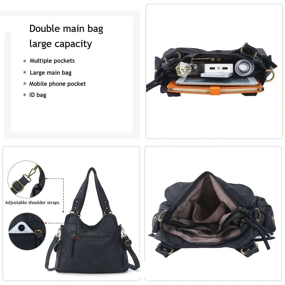 Damen-Schultertasche Aus Kunstleder Mit Leopardenmuster Und Große Kapazität Für Alltag