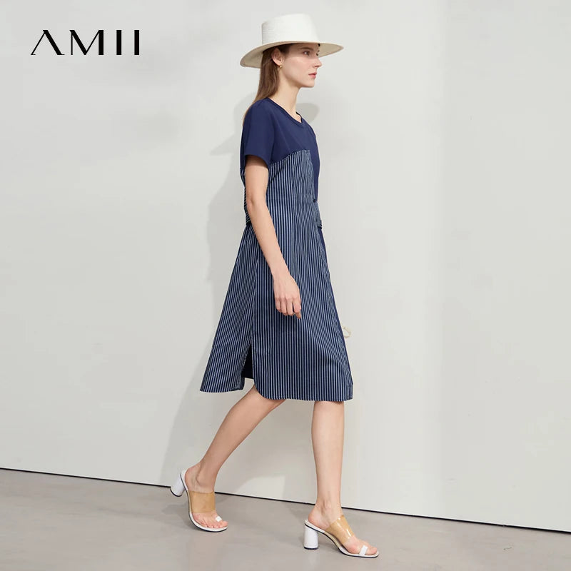 Trendiges Sommerkleid Mit Rundhals Und Kurzarm Für Damen Elegant