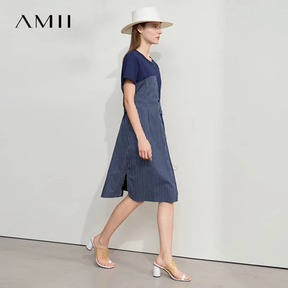 Trendiges Sommerkleid Mit Rundhals Und Kurzarm Für Damen Elegant