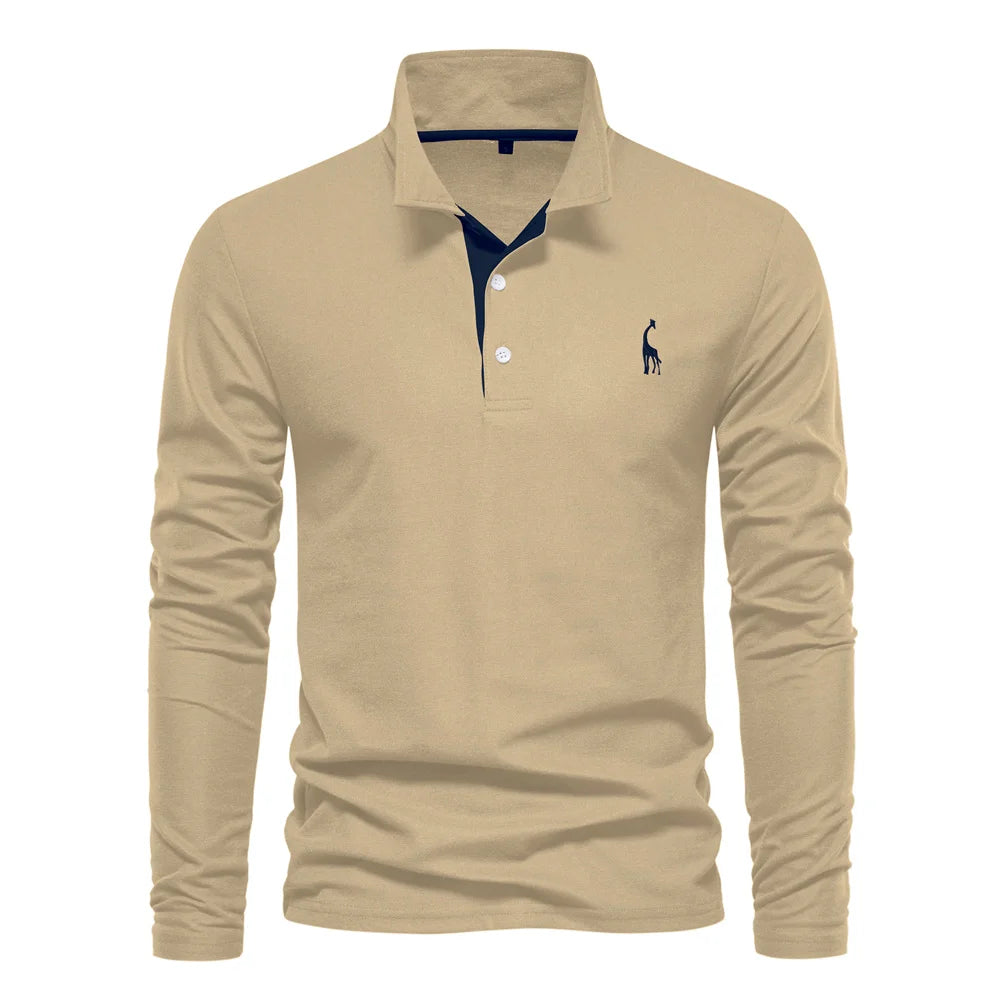 Premium Herren Langarm Polo Shirt Atmungsaktiv Und Elegant Für Business