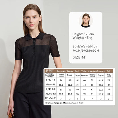 Damen Strickoberteil mit Revers und halber Knopfleiste für den Sommer