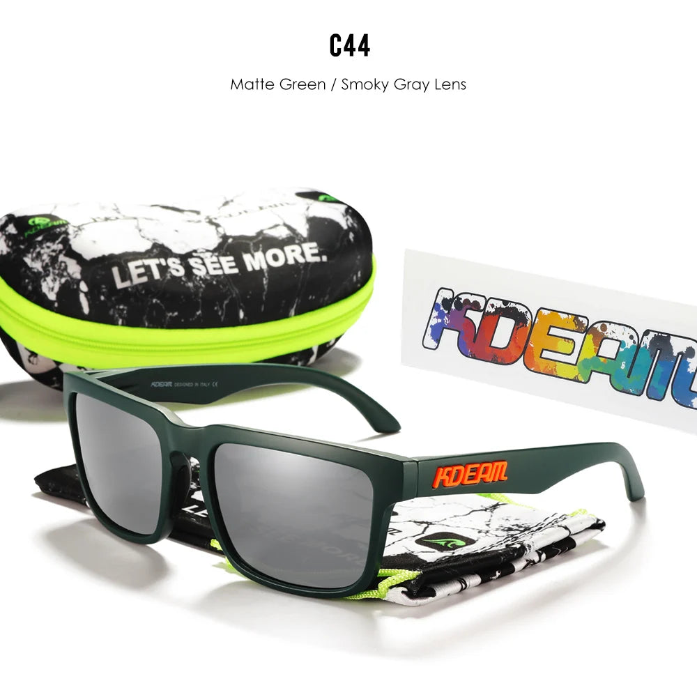 Sonnenbrille quadratisch polarisiert Reißverschlussetui 30 Farben Unisex
