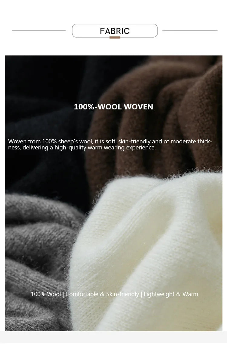 Damen-Rollkragenpullover 100 % Wolle locker Herbst-Winter