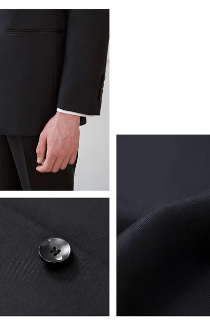 Hochwertiger Herrenanzug aus Wolle und Seide in Tiefblau – Slim Fit für formelle Anlässe und Hochzeiten