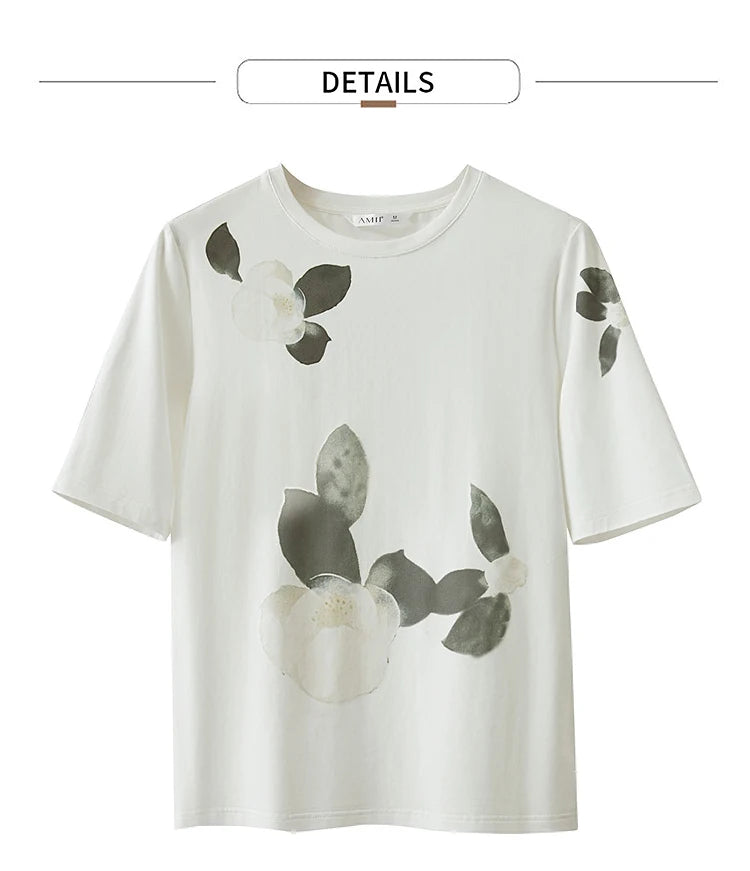 Damen T-Shirt im lässigen Stil mit floralem Print und Rundhalsausschnitt