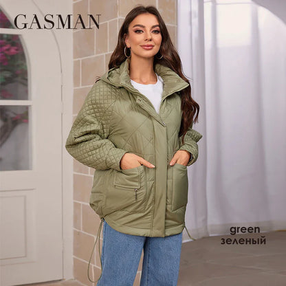 Damen-Frühlingsjacke in mittlerer Länge mit abnehmbarer Kapuze und winddichtem Design – ideal für den Alltag.