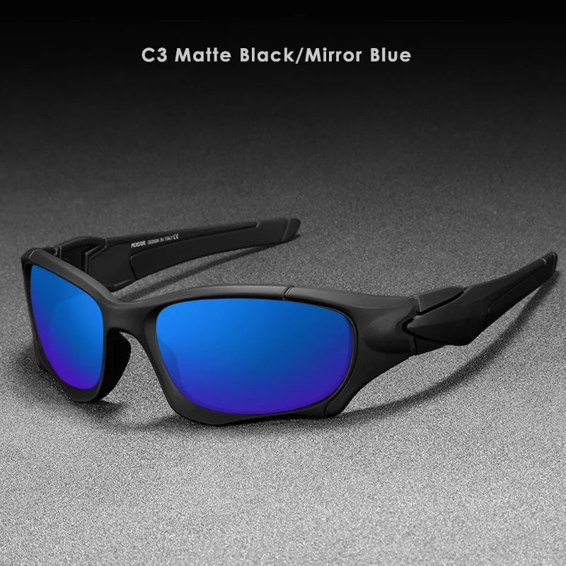 Sonnenbrille Radfahren polarisiert schwarz Krieger-Stil Reißverschlussetui Herren