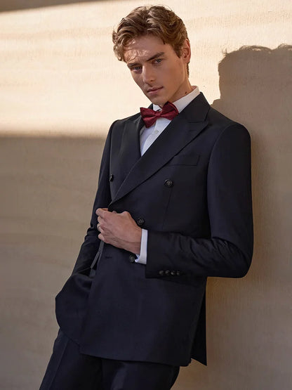 Schmal geschnittener Herrenanzug-Blazer mit grauen Streifen und 2-Knopf-Einreiher – ideal für Partys und Hochzeiten, Größe 48