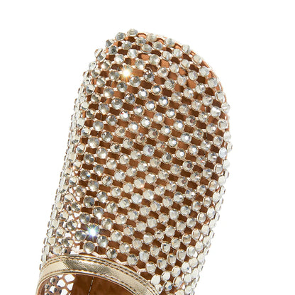 AIYUQI Frauen Geschlossene Zehen Hausschuhe 2025, Anti-slip Diamant Mesh Hausschuhe Für Frauen Große Größe Sommer Weibliche Schuhe