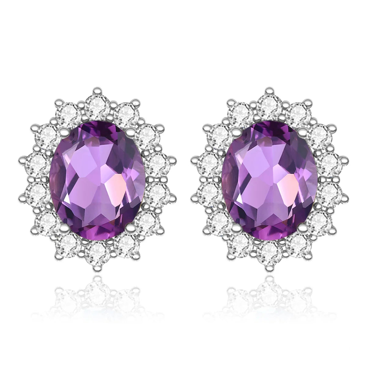 Damen-Ohrstecker Aquamarin Mit Diamanten Aus 925 Sterlingsilber Großes Edelstein-Duo
