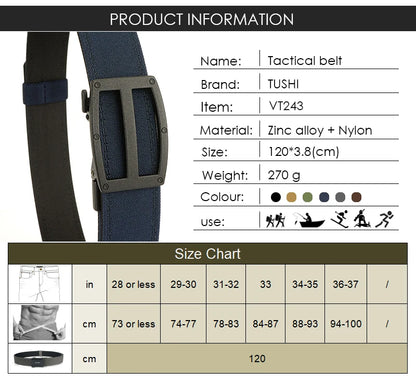 Herren-Taktischer Gürtel aus Nylon mit Automatik-Schnalle für Alltag und Outdoor in Blau