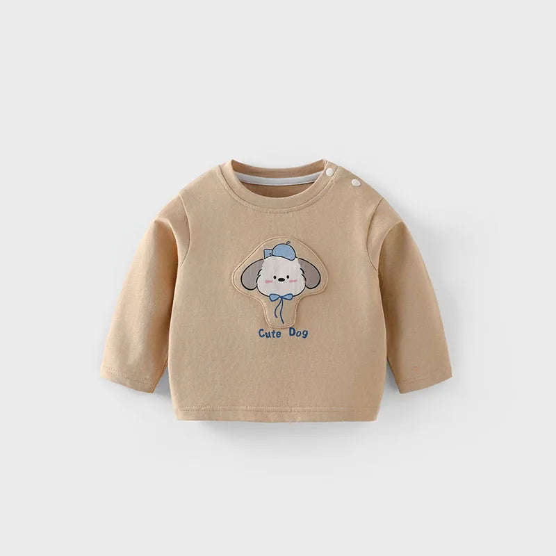 Mädchen T-Shirt im koreanischen Stil mit niedlichem Cartoon-Hundedesign