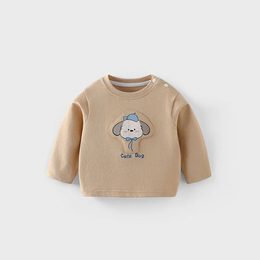 Mädchen T-Shirt im koreanischen Stil mit niedlichem Cartoon-Hundedesign