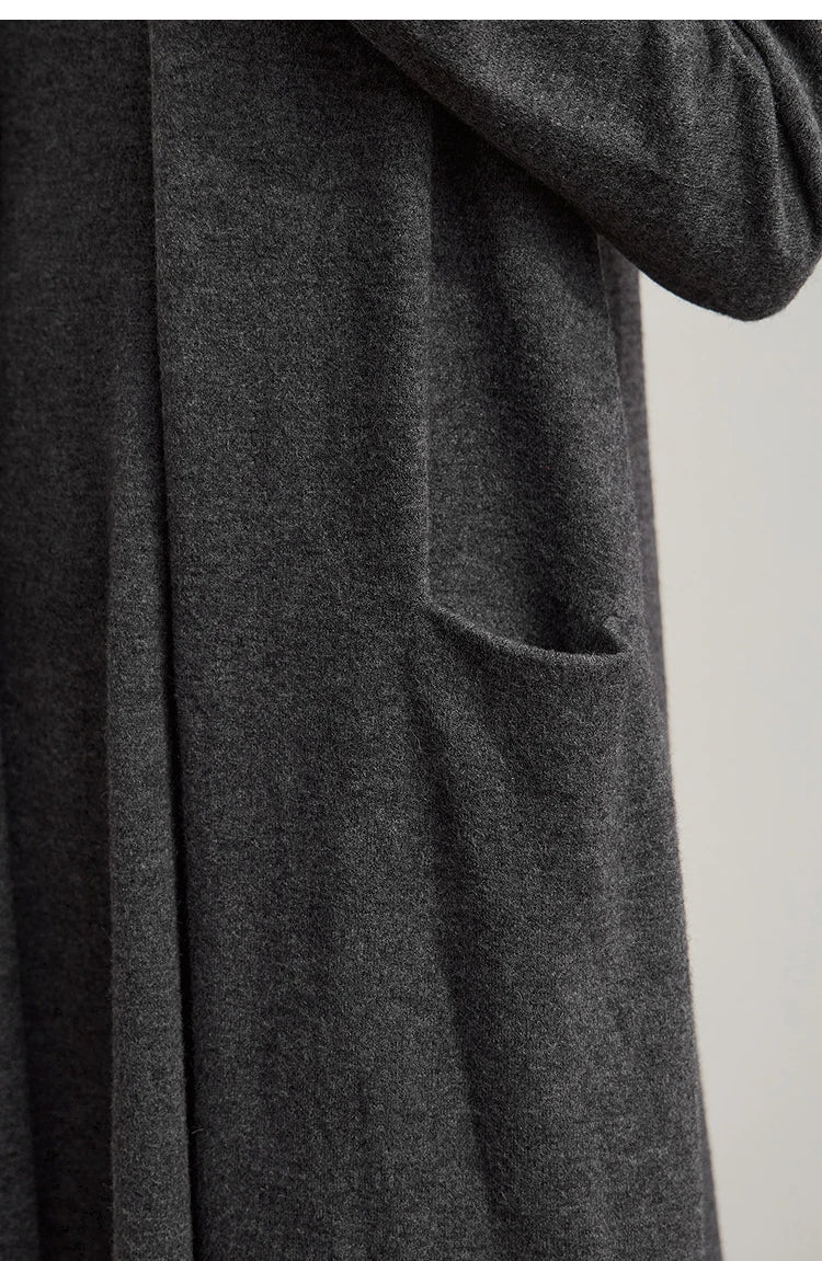 Damen-Strickjacke lang locker Raglan Wolle-Mix Herbst-Winter