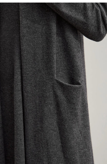 Damen-Strickjacke lang locker Raglan Wolle-Mix Herbst-Winter
