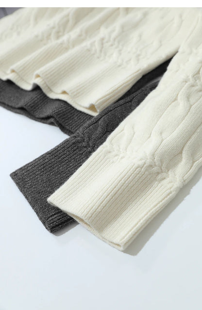 Damen-Rundhalspullover kurz einfarbig Retro locker Winter